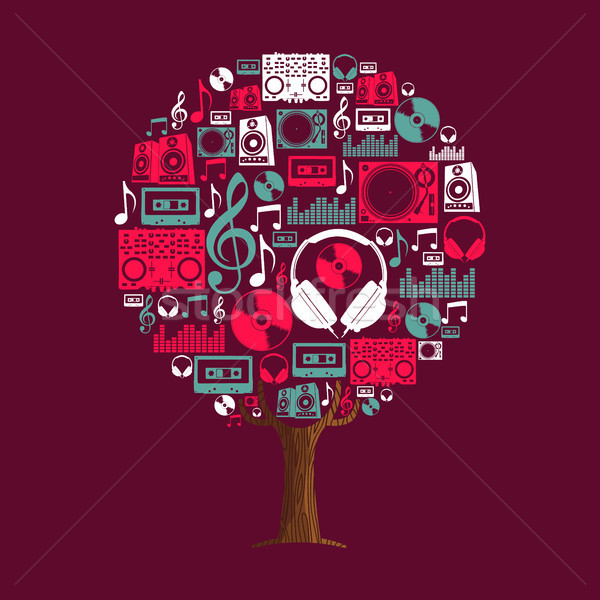 Music tree concept with party dj icon set  Stock photo © cienpies