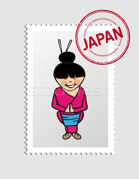 Japan cartoon persoon reizen stempel japans Stockfoto © cienpies