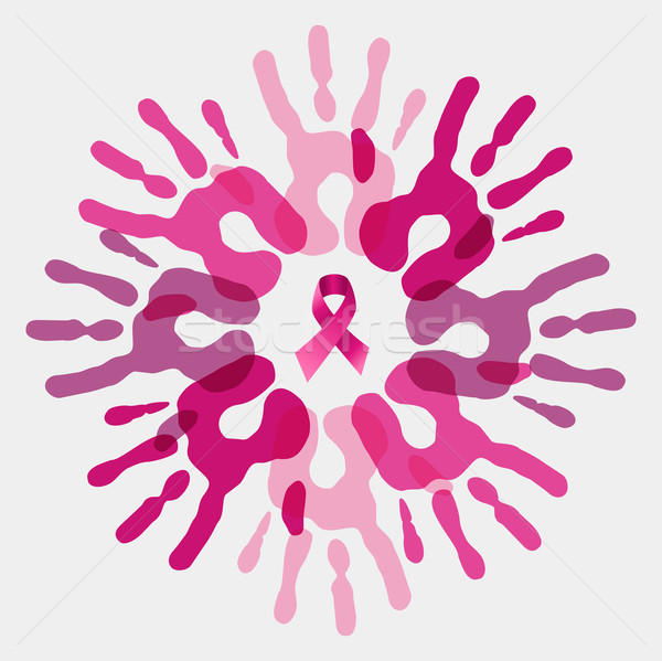 Breast cancer awareness concept pink hand circle  Stock photo © cienpies