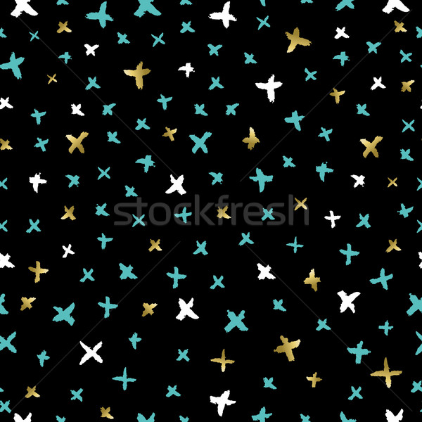 Stock photo: Sparkle doodle seamless pattern in gold color
