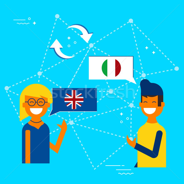 Italian and English online chat translation concept Stock photo © cienpies