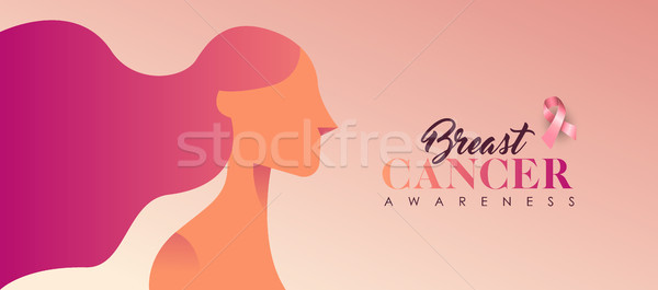 Stockfoto: Borstkanker · roze · vrouw · banner · ondersteuning · bewustzijn