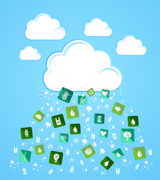 [[stock_photo]]: Respectueux · de · l'environnement · icônes · vert · Splash · nuage