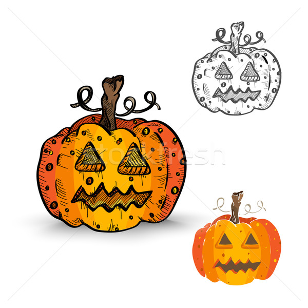 Halloween monsters isolated spooky pumpkin lanterns set. Stock photo © cienpies