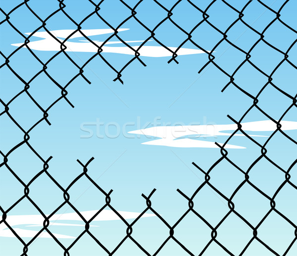 Cut wire fence with blue sky background Stock photo © cienpies