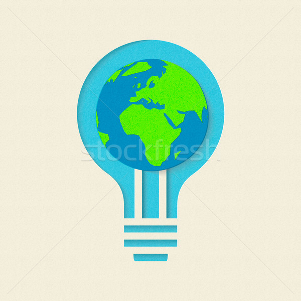 Earth day green light bulb paper cut design Stock photo © cienpies