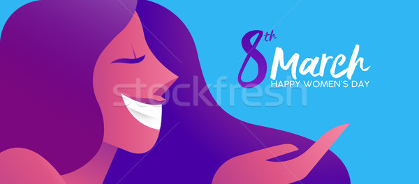 Womans Day 8th march happy woman banner design Stock photo © cienpies