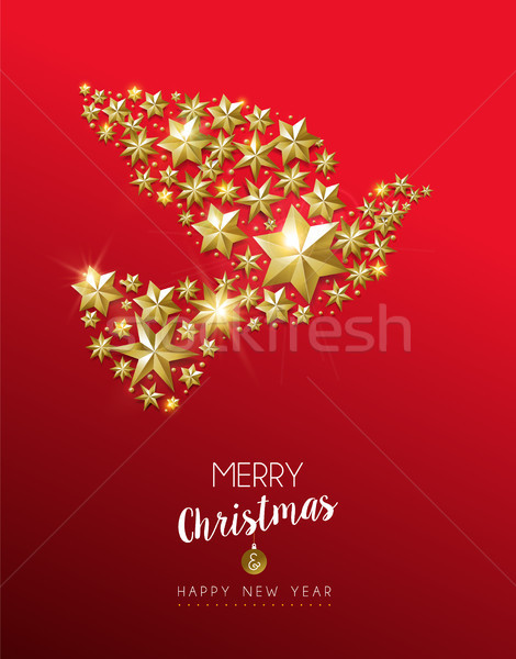 Navidad oro estrellas forma paloma rojo Foto stock © cienpies