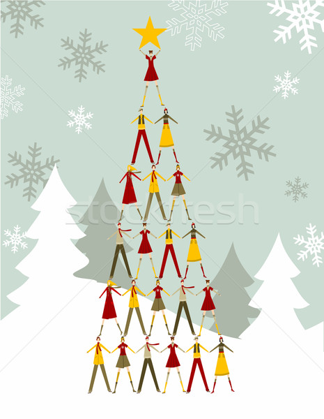 人 聖誕樹 黃色 明星 頂部 向量 商業照片 © cienpies