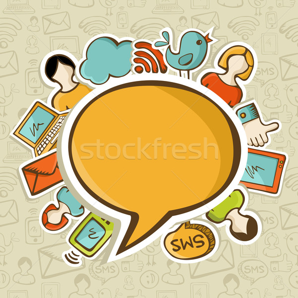 Közösségi média hálózatok kommunikáció közösségi hálózatok ikonok körül Stock fotó © cienpies