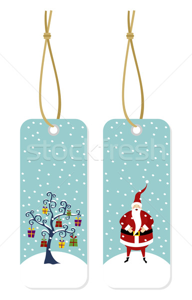 Christmas series: Santa Claus and Christmas tree hang tags Stock photo © cienpies