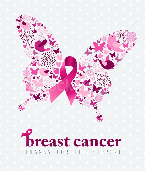 Breast cancer support poster pink ribbon butterfly Stock photo © cienpies