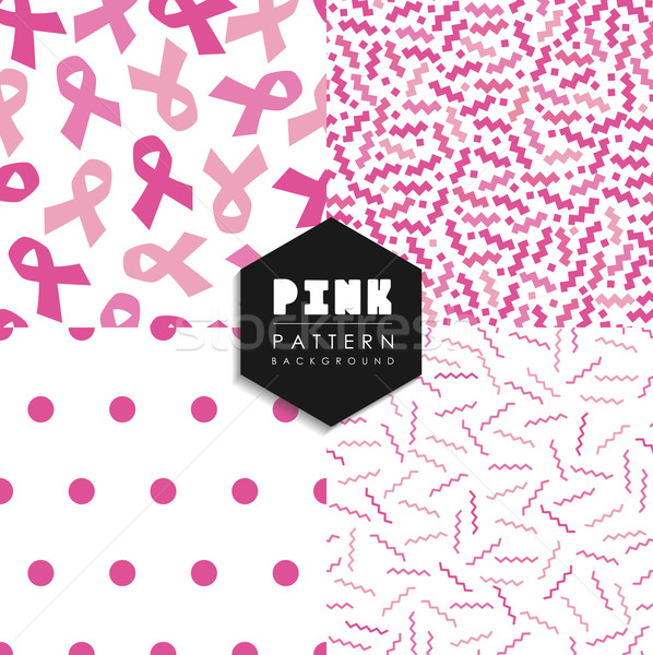 Breast cancer pink geometry seamless pattern set Stock photo © cienpies