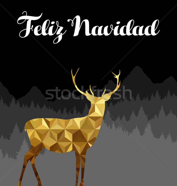 Christmas spanish deer gold low poly navidad card Stock photo © cienpies