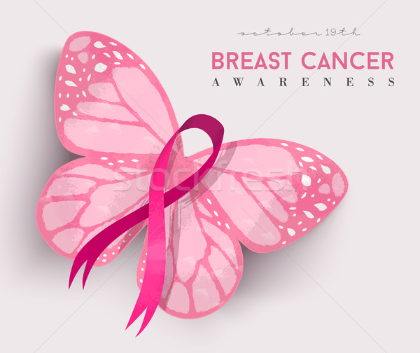 Roz fluture panglică cancerul de san constientizare ilustrare Imagine de stoc © cienpies