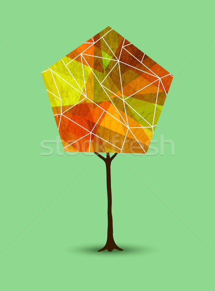 Autunno albero abstract geometria stile Foto d'archivio © cienpies