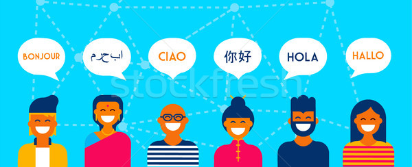 Diverse language conversation banner concept Stock photo © cienpies