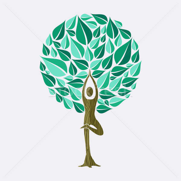 Yoga arbre posent nature connexion illustration [[stock_photo]] © cienpies