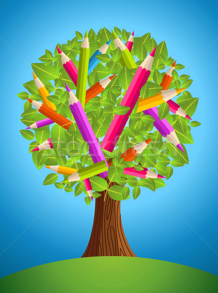 Cute pencil tree design Stock photo © cienpies