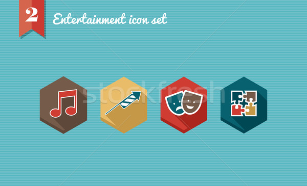 Entertainment flat icons set. Stock photo © cienpies