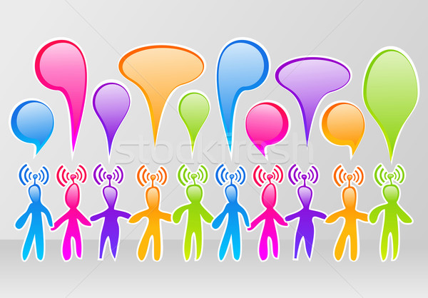 Social Media Gemeinschaft farbenreich Netzwerk Sprechblase Internet Stock foto © cienpies