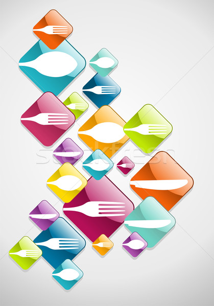 Arrow shaped food glossy icons background Stock photo © cienpies