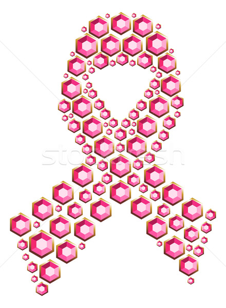 Foto stock: Joya · cáncer · de · mama · conciencia · cinta · diamantes · símbolo