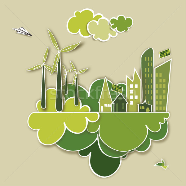 Zöld város ökológia város ipar fenntartható Stock fotó © cienpies