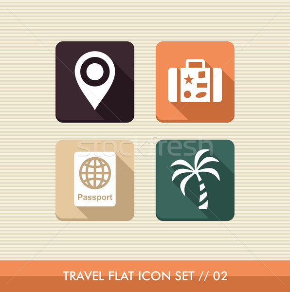 Travel flat icons set. Stock photo © cienpies