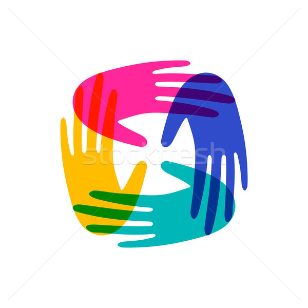 Zdjęcia stock: Ludzi · ręce · wraz · społeczności · pomoc · kolorowy