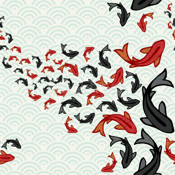 Asian koi fish pond seamless pattern art Stock photo © cienpies