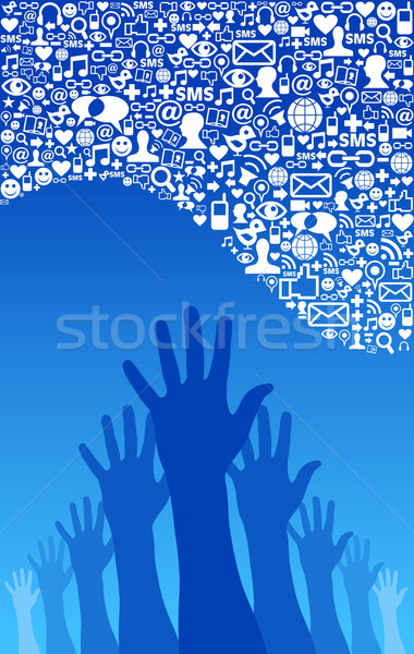 Social media network icons and hand Stock photo © cienpies