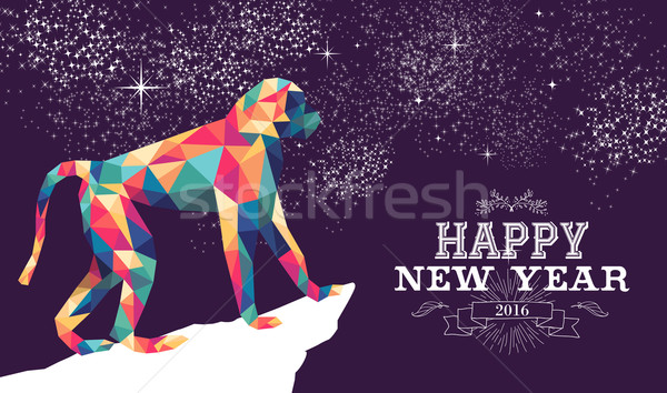 счастливым Китайский Новый год обезьяны 2016 треугольник цвета Сток-фото © cienpies