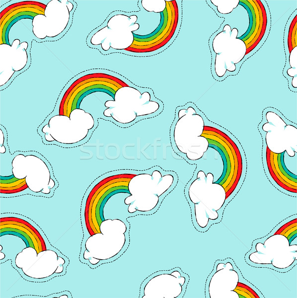 Hand drawn rainbow patch icon seamless pattern Stock photo © cienpies