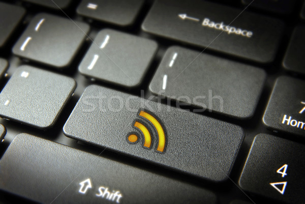 Golden rss Tastatur Schlüssel Internet Business Stock foto © cienpies
