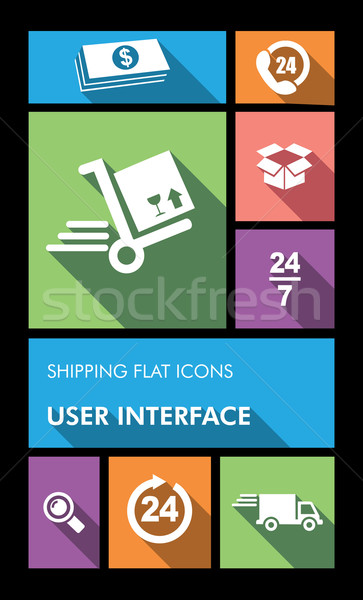 Colorful shipping UI apps user interface flat icons. Stock photo © cienpies