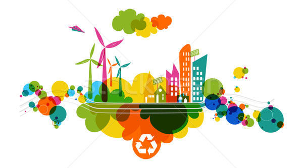 Stock photo: Go green transparent colorful city.