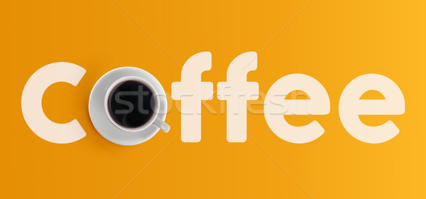 Cup of coffee from top view color background Stock photo © cienpies