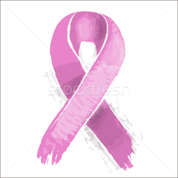 Pink ribbon artă cancerul de san constientizare ilustrare lucrat manual Imagine de stoc © cienpies