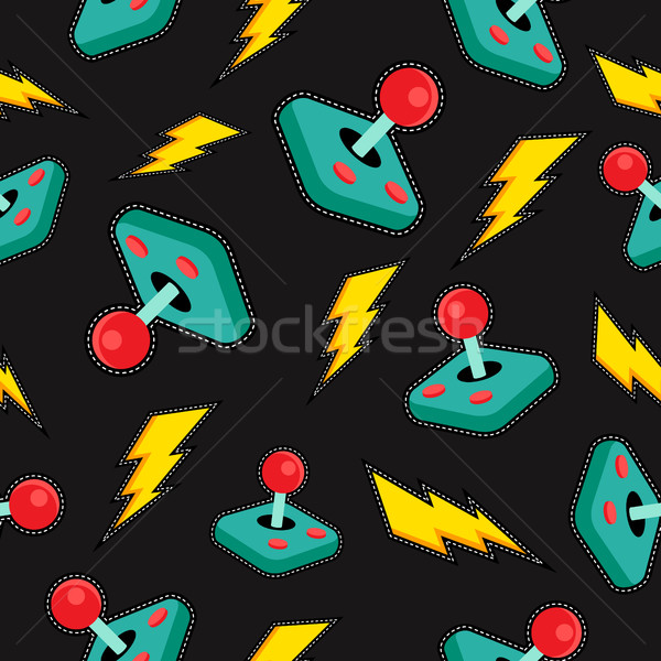 Seamless background with retro video game icons Stock photo © cienpies