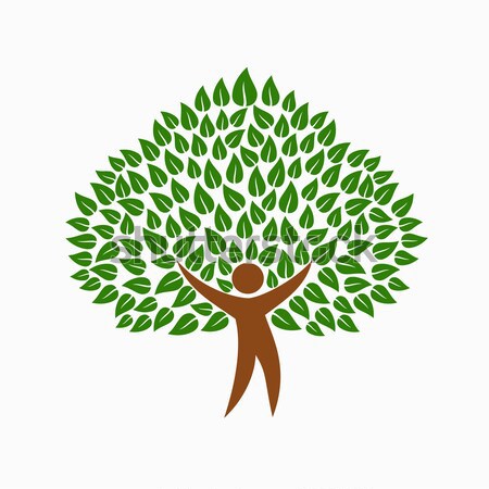 Green tree people symbol for community team help Stock photo © cienpies