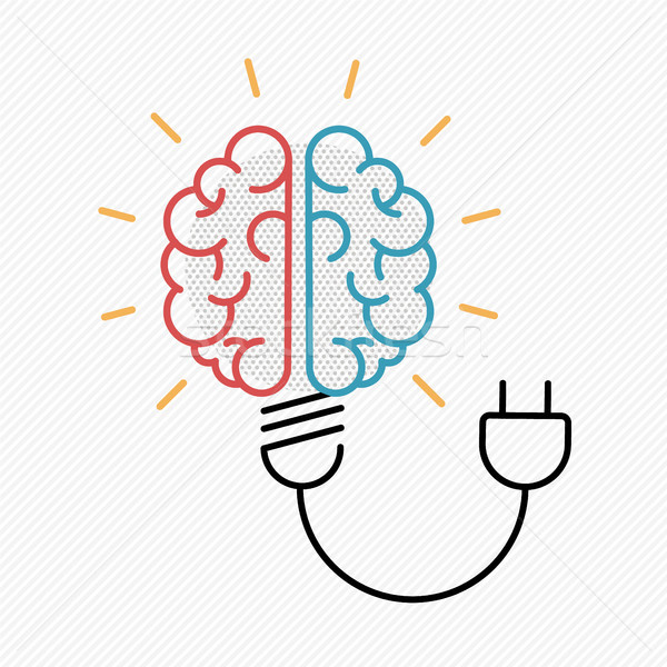 Business idea concept of brain as light bulb Stock photo © cienpies