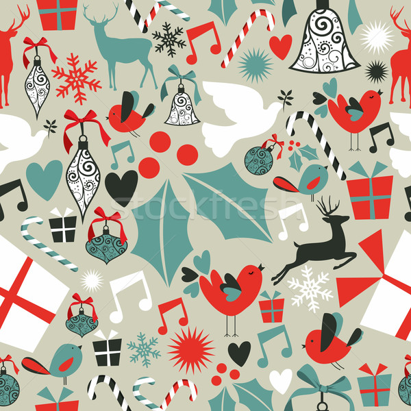 Christmas icons seamless pattern Stock photo © cienpies