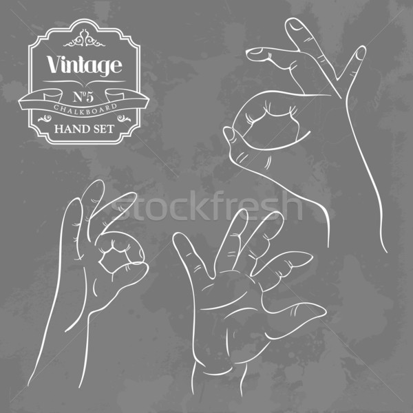 Vintage chalkboard OK hand gesture Stock photo © cienpies