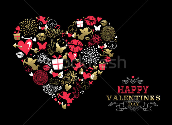 Stock photo: Valentines day greeting card vintage icon love