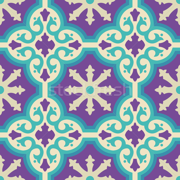 Ceramic floor tile mosaic pattern with decoration Stock photo © cienpies