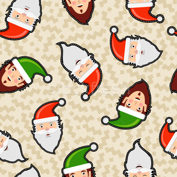 Christmas santa claus patch icon seamless pattern Stock photo © cienpies