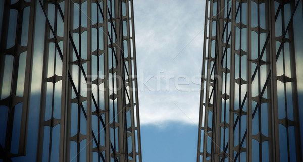 Metalen structuur hemel gedeeltelijk gebouw stad Stockfoto © cienpies