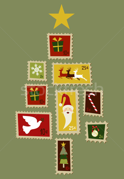 Christmas tree stamp. Stock photo © cienpies