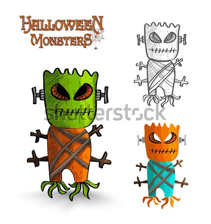 Halloween monsters isolated sketch style creatures set. Stock photo © cienpies